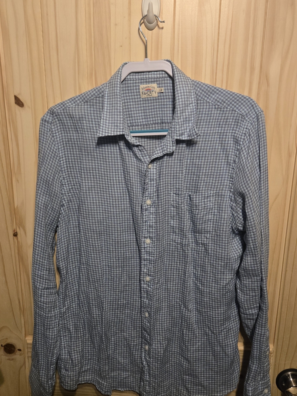 Faherty Blue Laguna Linen Long-Sleeve Button-Down Shirt